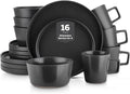 Stone Lain Celina 16 Piece Stoneware Dinnerware Set - Black Matte