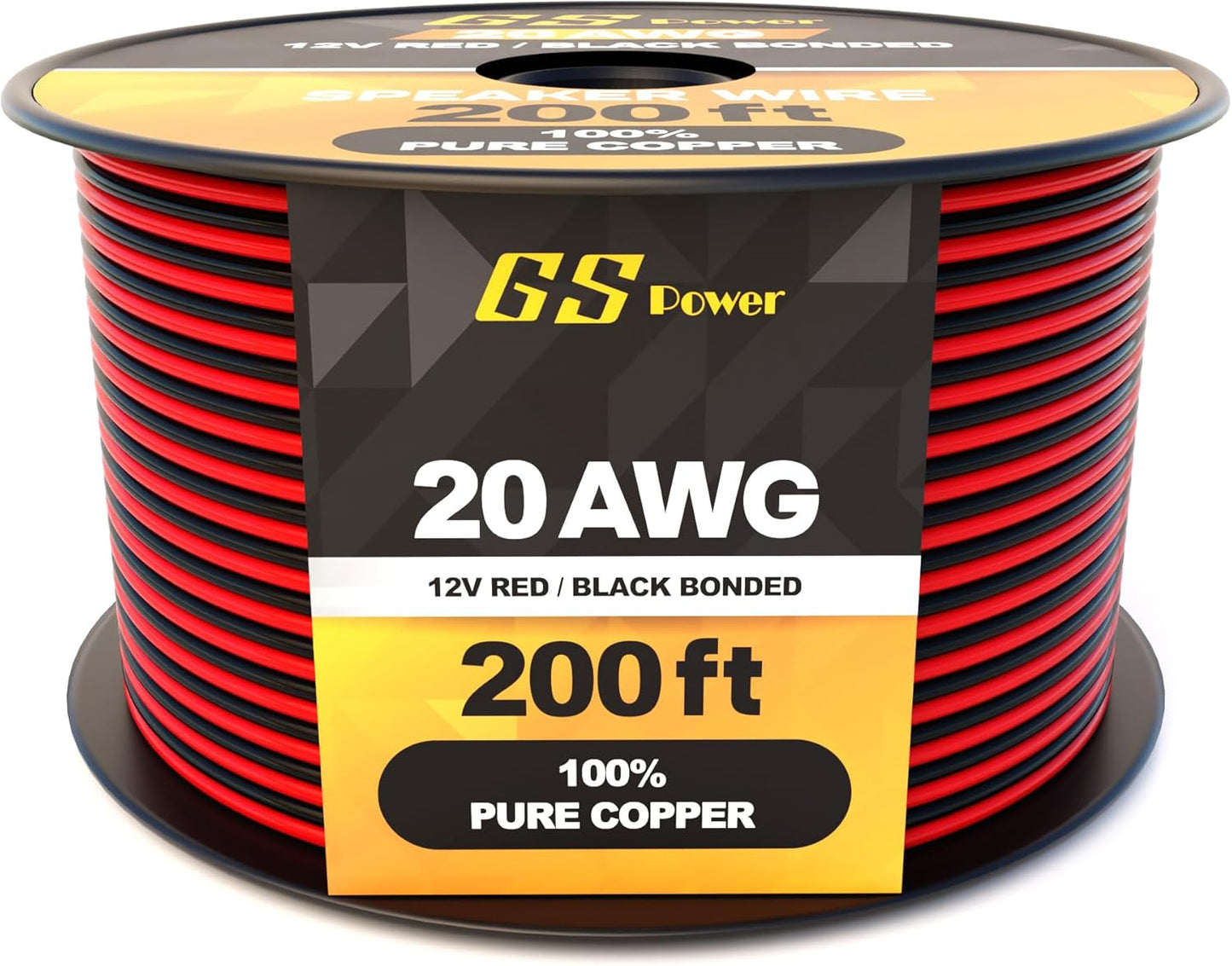 GS Power 20 Gauge Wire 200ft Oxygen Free Copper Electrical Wire