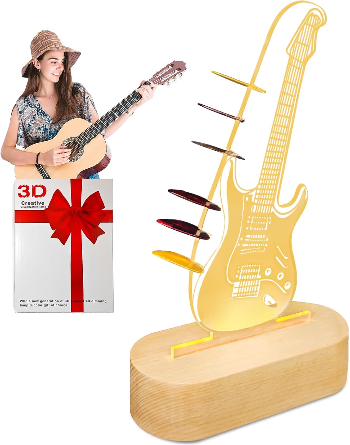 Guitar Pick Holder with Wooden Base - Stylish Storage & Display