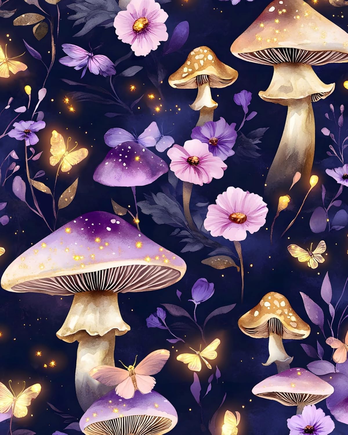 Mushroom Wallpaper Boho Peel and Stick Vintage Floral Design