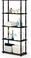 5-Tier Wood Turn-N-Tube Shelf in Espresso/Black - Space-Saving Storage