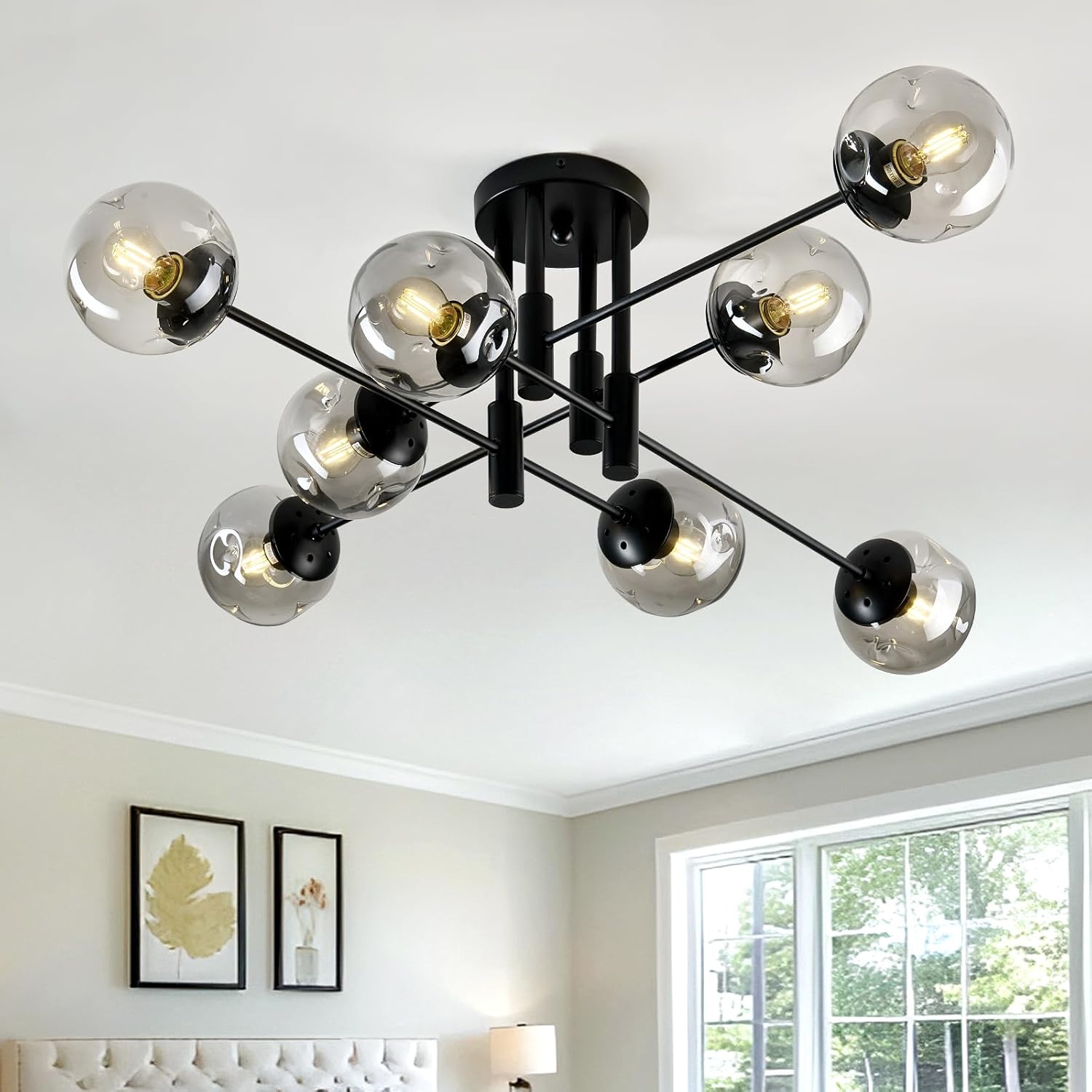 SZXYKEJI 8 Light Glass Globe Ceiling Light for Modern Spaces
