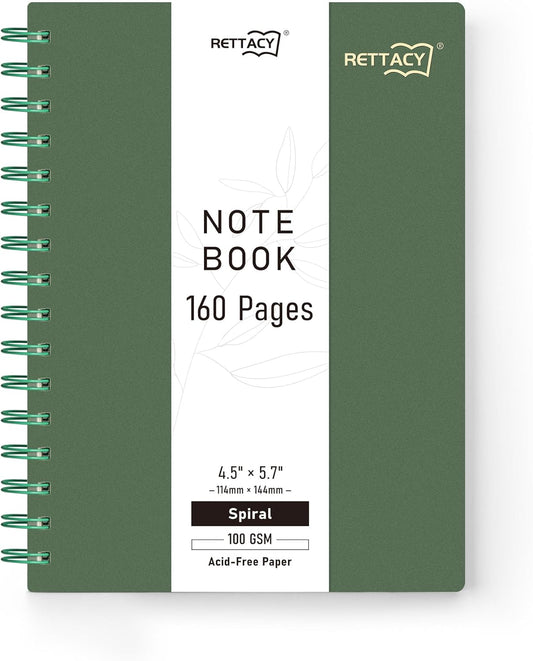 RETTACY Mini Pocket Notebook, 160 Pages, 100 GSM Paper, Dark Green