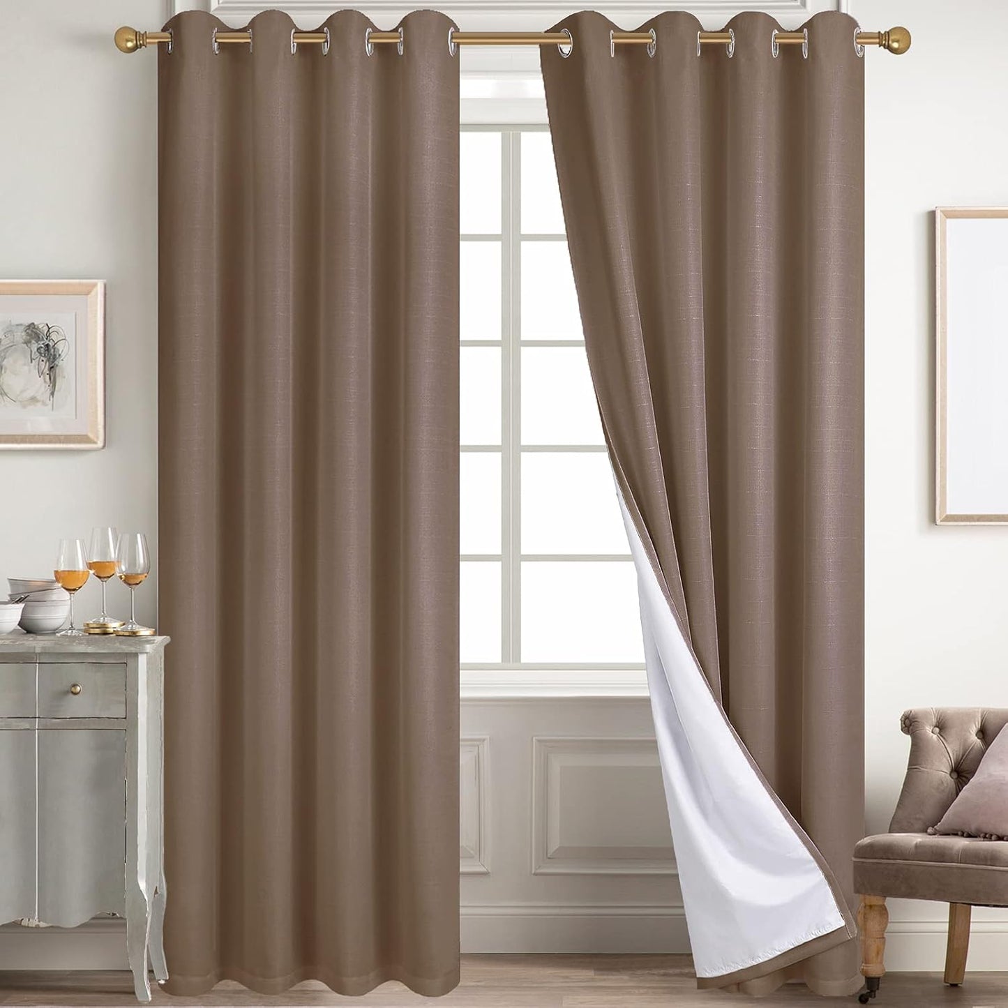 Diraysid 100% Blackout Curtains for Bedroom - Elegant Linen Drapes