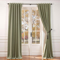 Lazzzy Velvet Green Curtains 52 x 108 in Olive Sage - Room Darkening