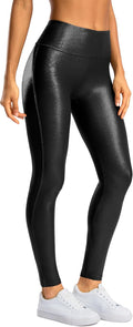 Faux Leather Leggings for Women - High Waist 25ft 27ft 29ft Lengths