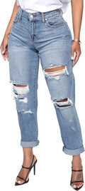 BessCops Women's Boyfriend Jeans Ripped Distressed Denim Pants
