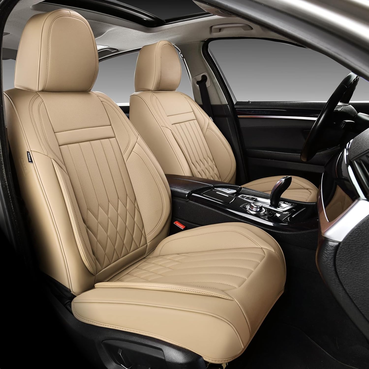 KEYOOG 2-Seater Waterproof Nappa Leather Car Seat Covers Set