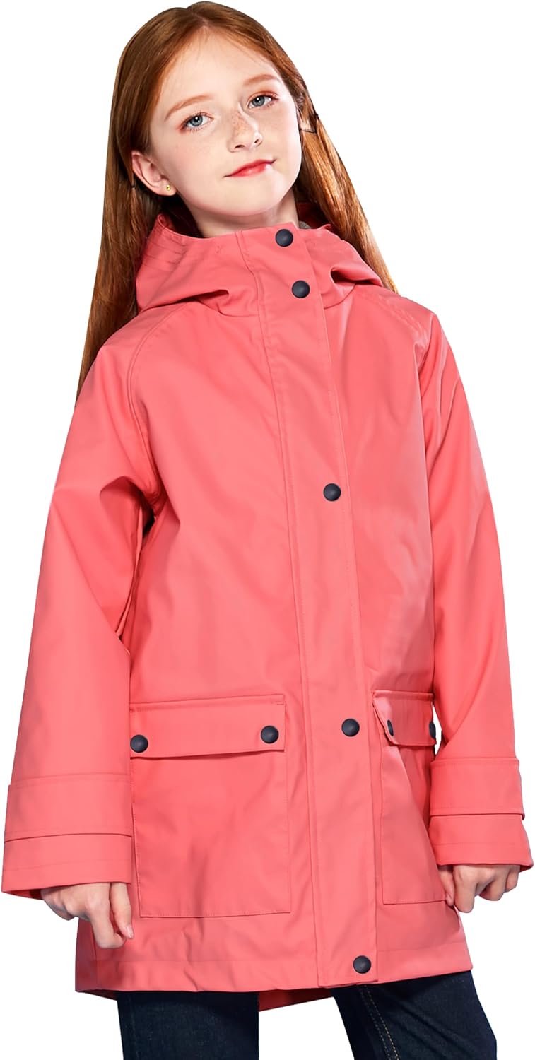 Kids Rain Jacket Waterproof Windproof Hooded Raincoat for Play