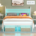 Full Size Metal Bed Frame with Headboard and LED Lights - Sturdy, USB