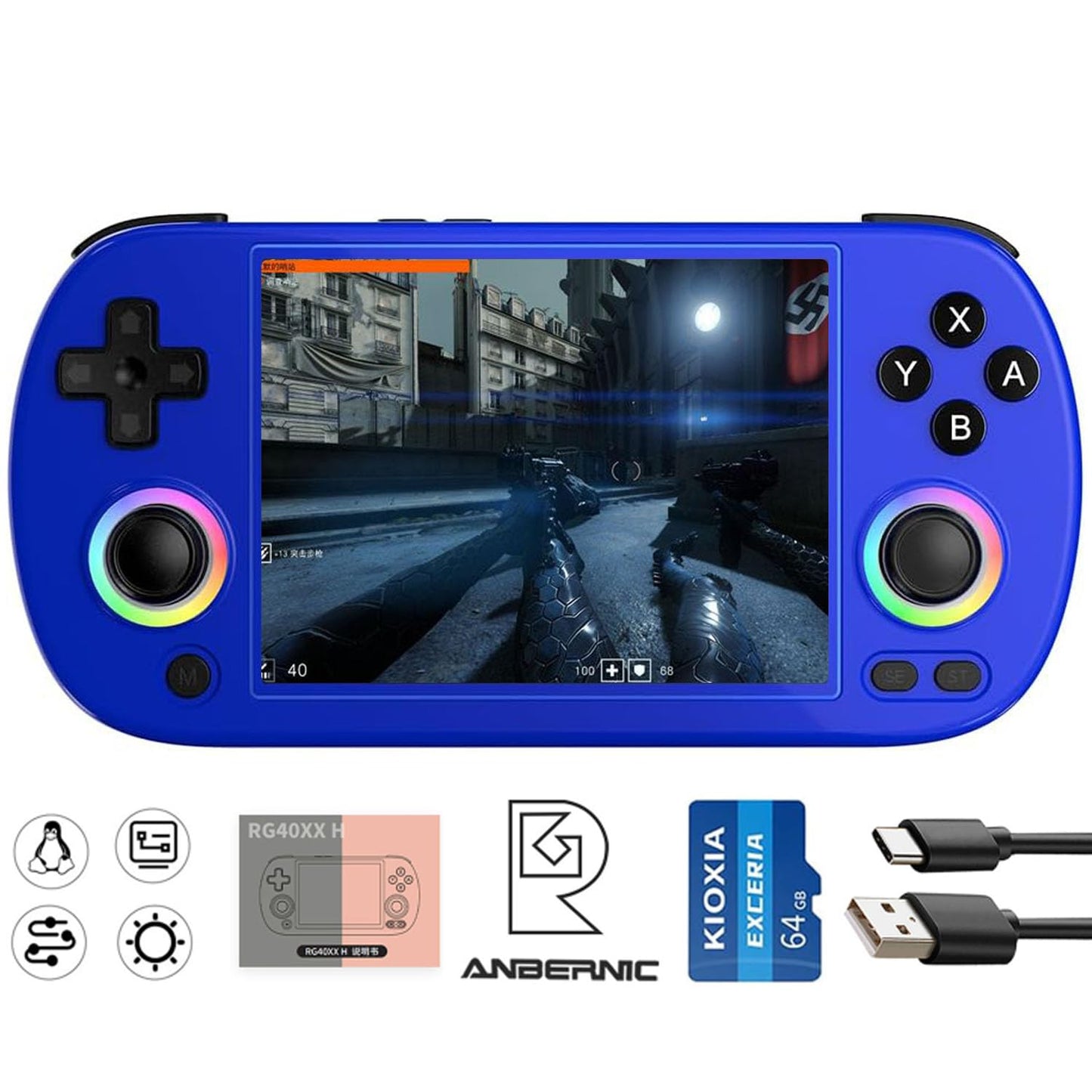 ANBERNIC RG40XX H Retro Gaming Console with 4.0ft' IPS Screen