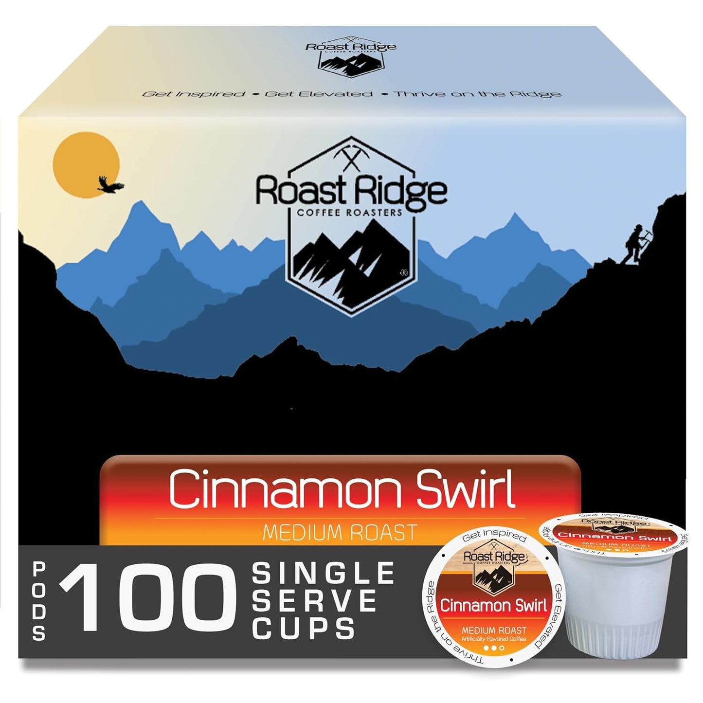 Roast Ridge Cinnamon Swirl Coffee Pods for Keurig Brewers, 100 Count