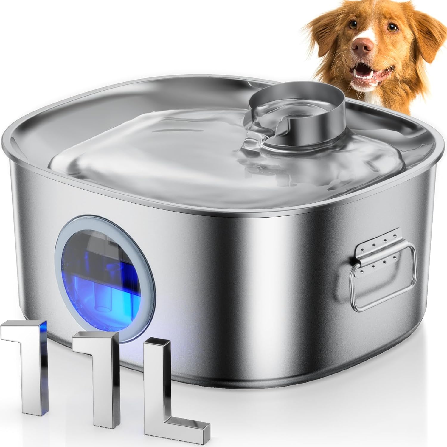 Dog Water Fountain Stainless Steel for Large Dogs and Pets