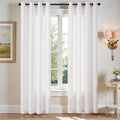 jinchan White Semi Sheer Linen Curtains for Cozy Living Spaces