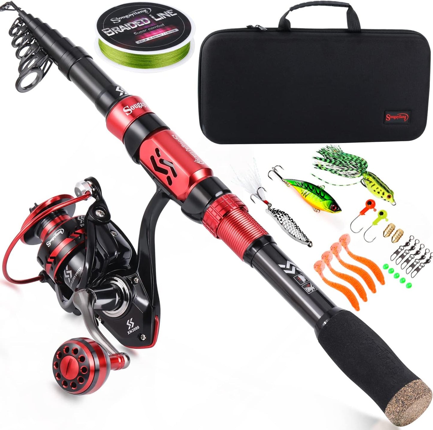 Sougayilang Fishing Pole with Spinning Reel Combos for Anglers