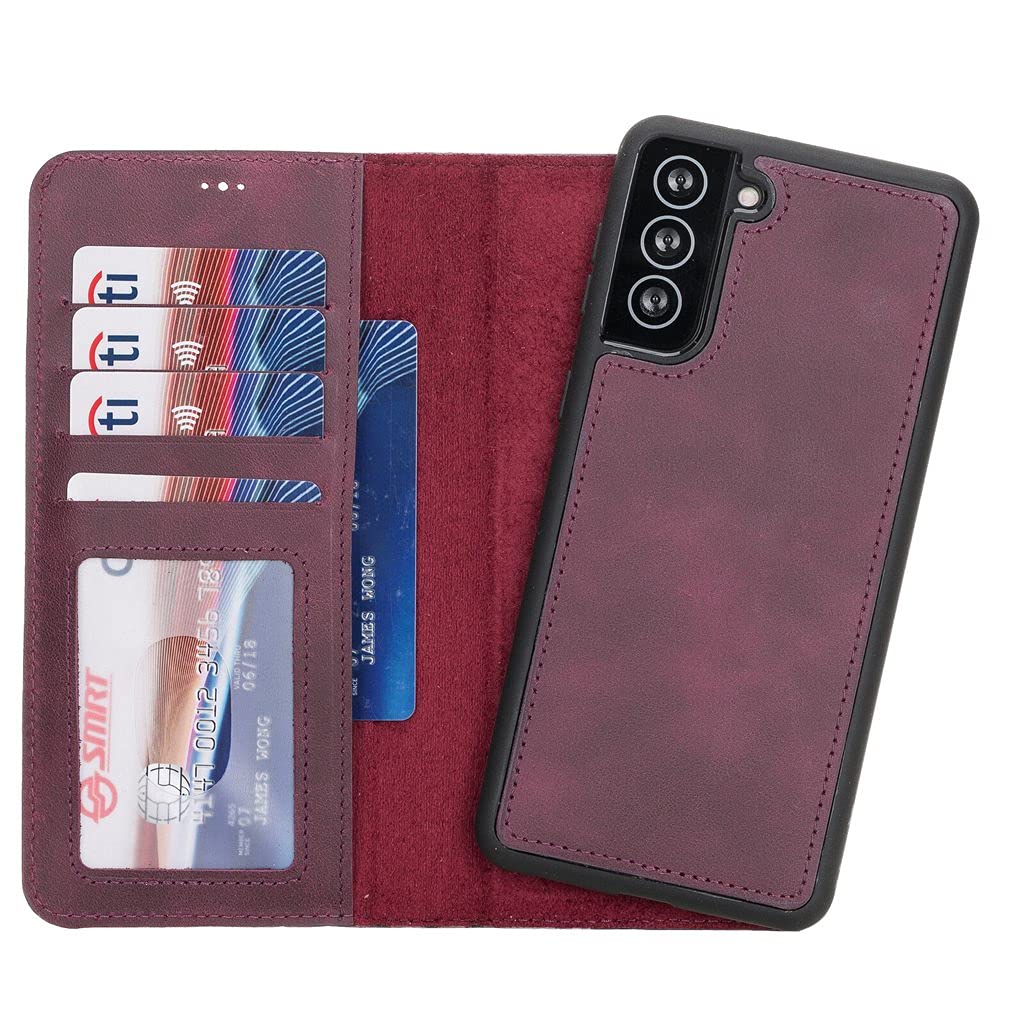 Handmade Genuine Leather Wallet Case for Samsung Galaxy S21