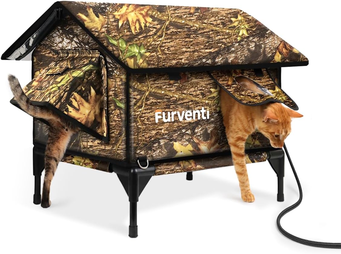 Heated Cat House for Outside - Weatherproof Insulated Shelter