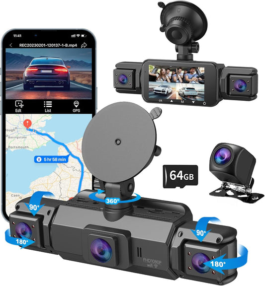 4 Channel Dash Cam with 360 Degree Coverage and Night Vision