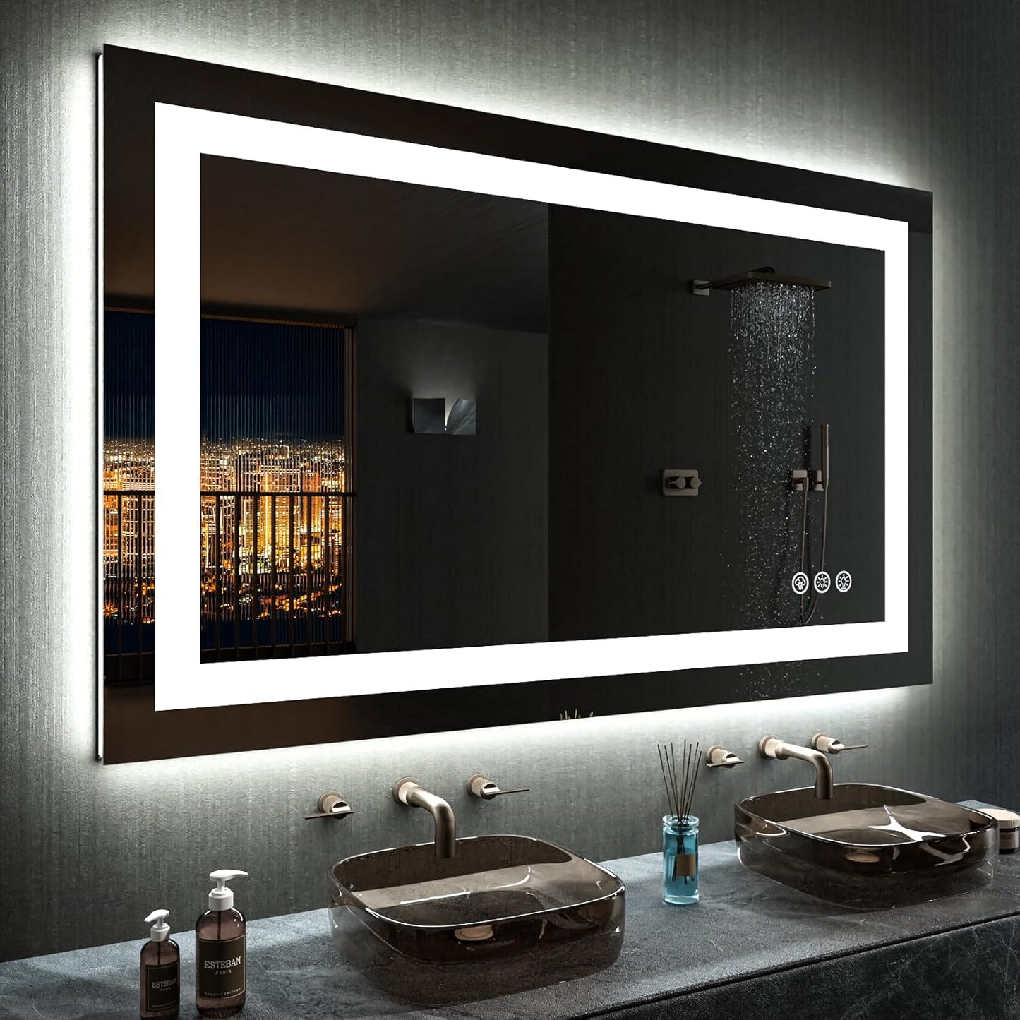 LOAAO 40X24 LED Bathroom Mirror with Lights and Anti-Fog Feature