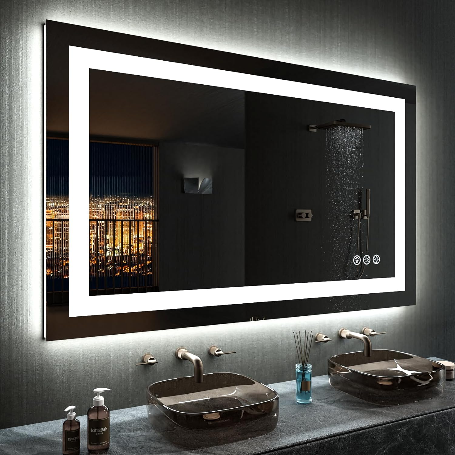 LOAAO 40X24 LED Bathroom Mirror with Lights and Anti-Fog Feature