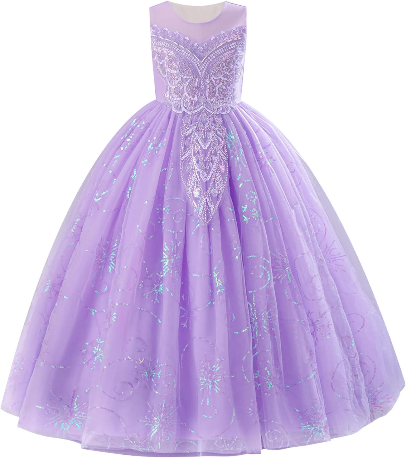 IDOPIP Sequin Appliques Flower Girl Dress for Kids Events