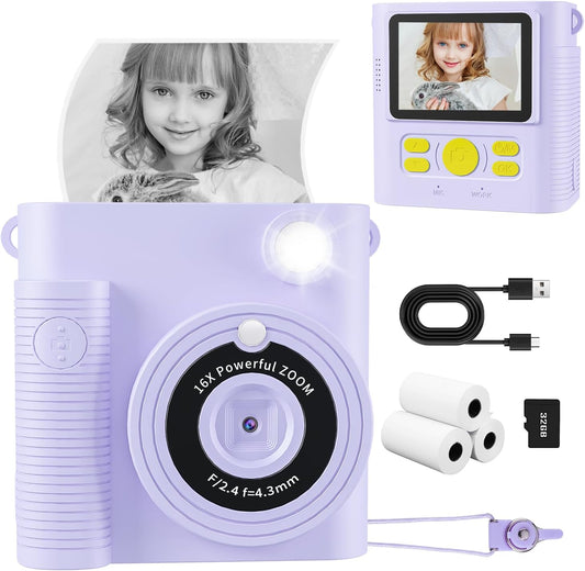 YKSLEMON HD Instant Print Kids Camera - 32G SD Card Included
