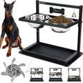 Elevated Dog Bowls Slow Feeder - Raised Stand with Two Stainless Bowls