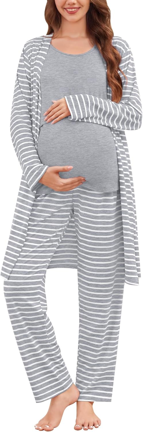 SWOMOG Maternity Nursing Robe Set for Comfortable Breastfeeding