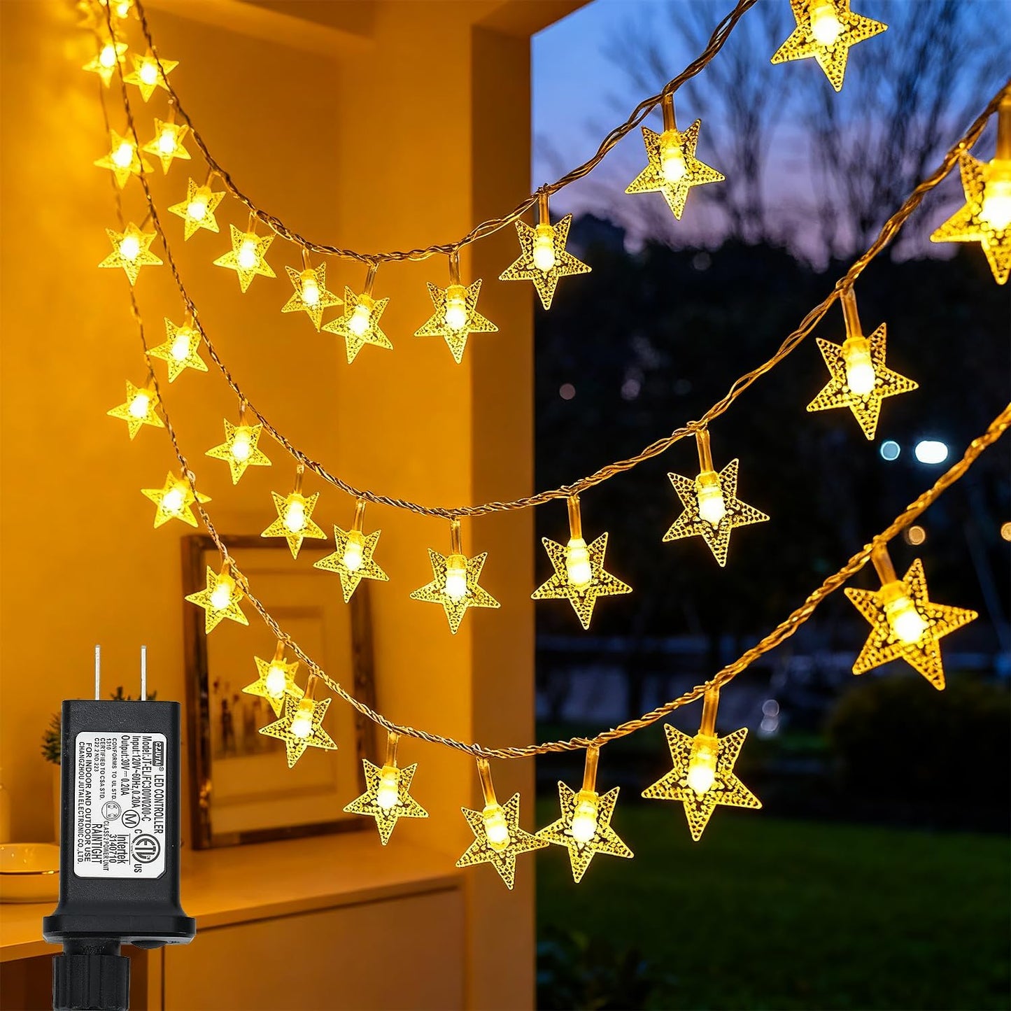 Twinkle Star 100 LED Star String Lights for Indoor Outdoor Use