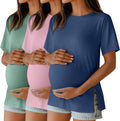 Womens Maternity T Shirts 3 Pack - Soft Side Split Pregnancy Tees