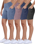 Biker Shorts Women with Pockets 3/5/8in High Waisted - 4-Pack Value