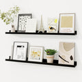 Picture Ledge Shelf 32 in Solid Pine Set of 2 - Black Floating Ledges