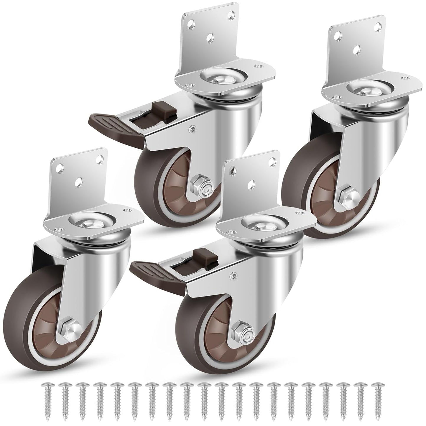 Nefish 3 Inch Side Mount Casters Wheels for Heavy Duty Use