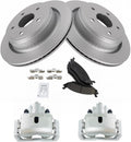 TRQ Rear Brake Pad & Rotor Kit with Calipers - Direct Fit Replacement
