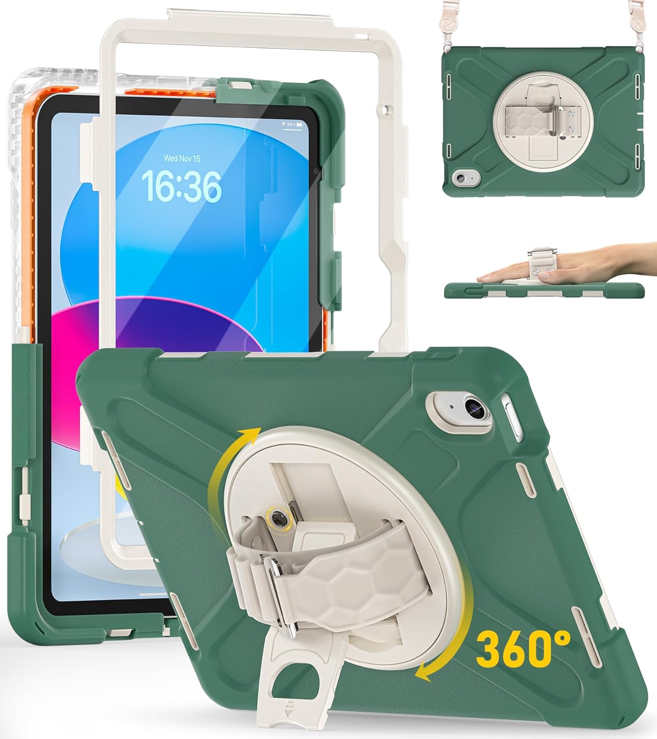 Heavy Duty iPad Case with 360 Rotating Handle and Stand