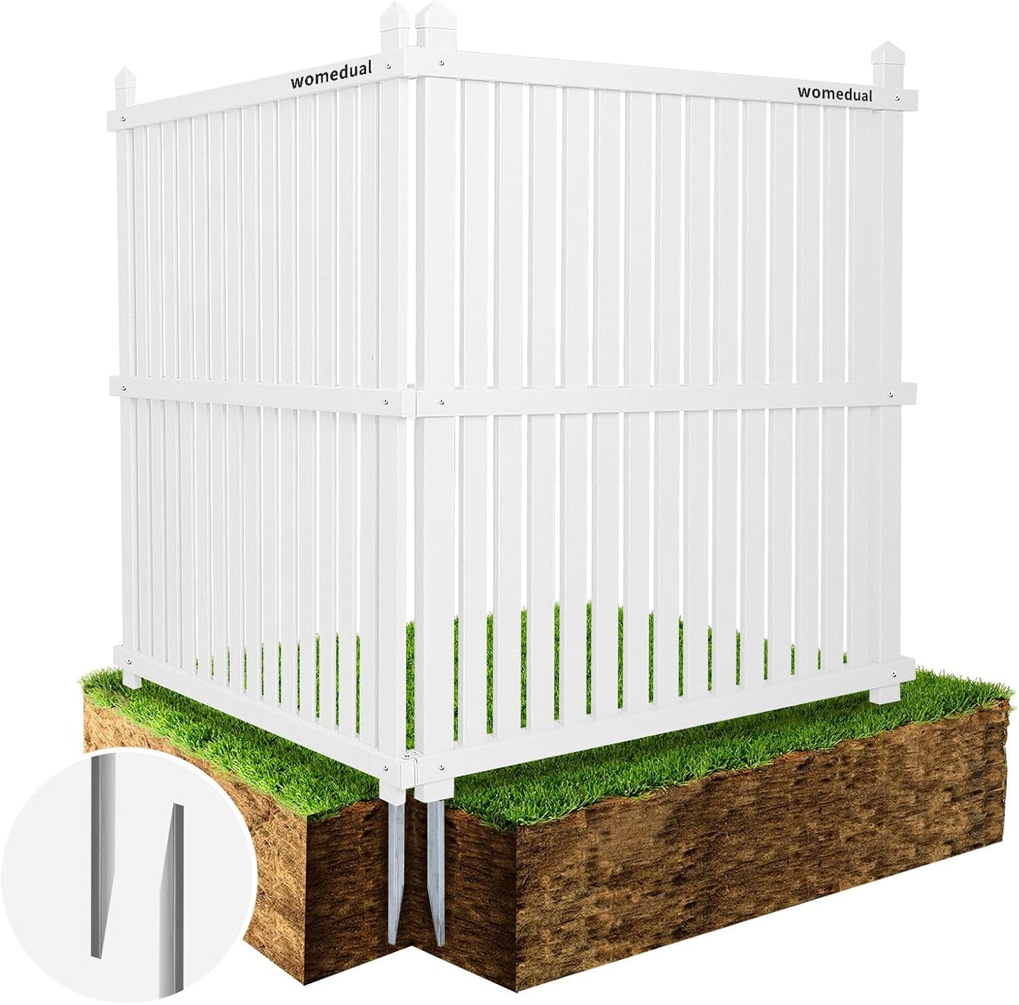 White Vinyl Privacy Fence - Hide AC Units & Trash Cans Easily!