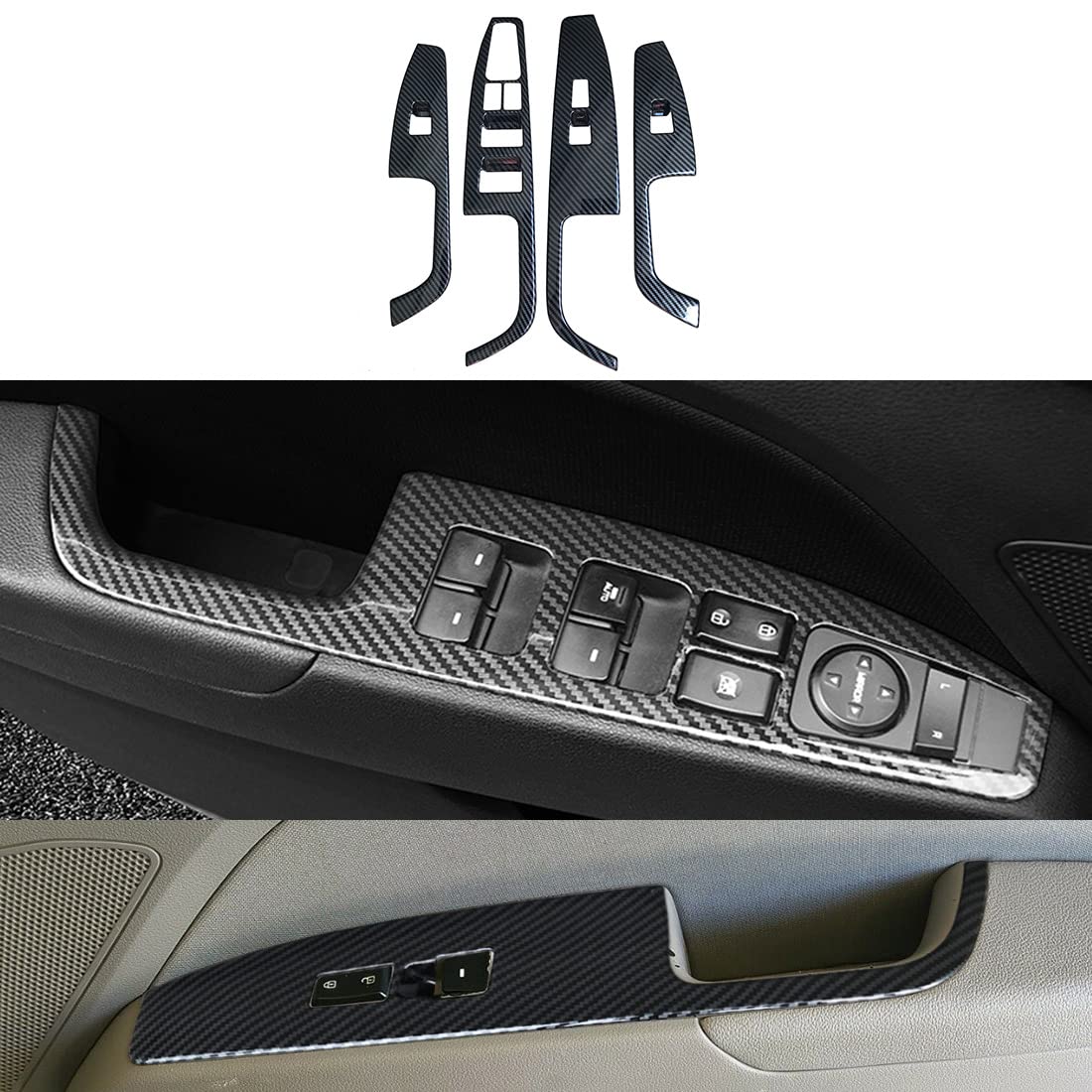 Carbon Fiber Door Window Control Panel Trim for Hyundai Elantra