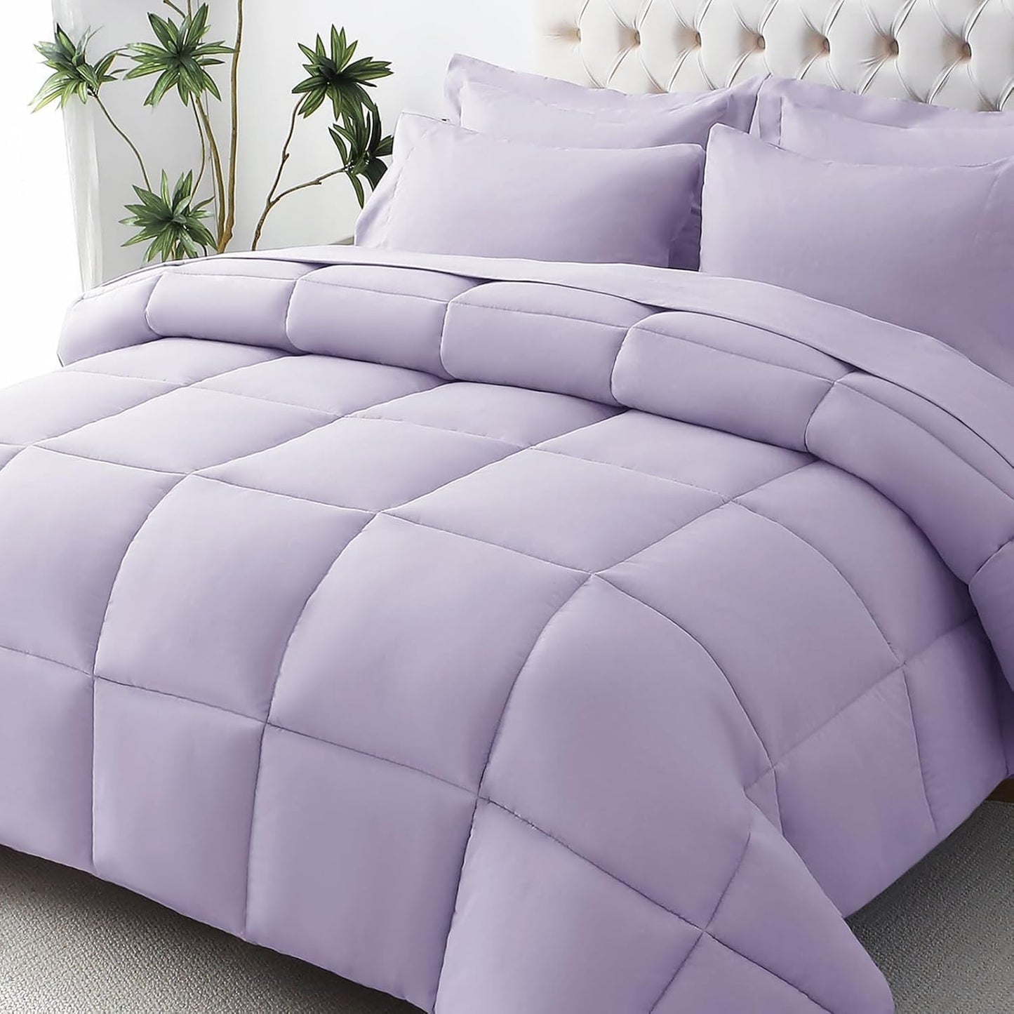 JOLLYVOGUE Queen Comforter Set: Ultra-Soft Bedding in Lavender
