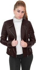 Olivia Miller Women's Faux Leather Moto Jacket with Zip Closure