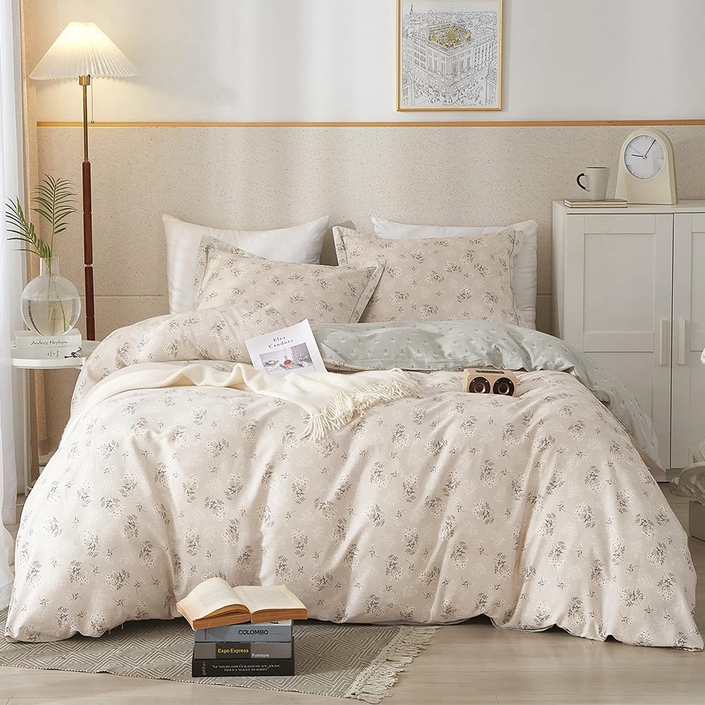 HighBuy Boho Floral Duvet Cover Set for Cozy Aesthetic Bedding