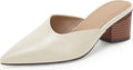 Coutgo Womens Pointed Toe V Cut Mules Chunky Block Heels - Office