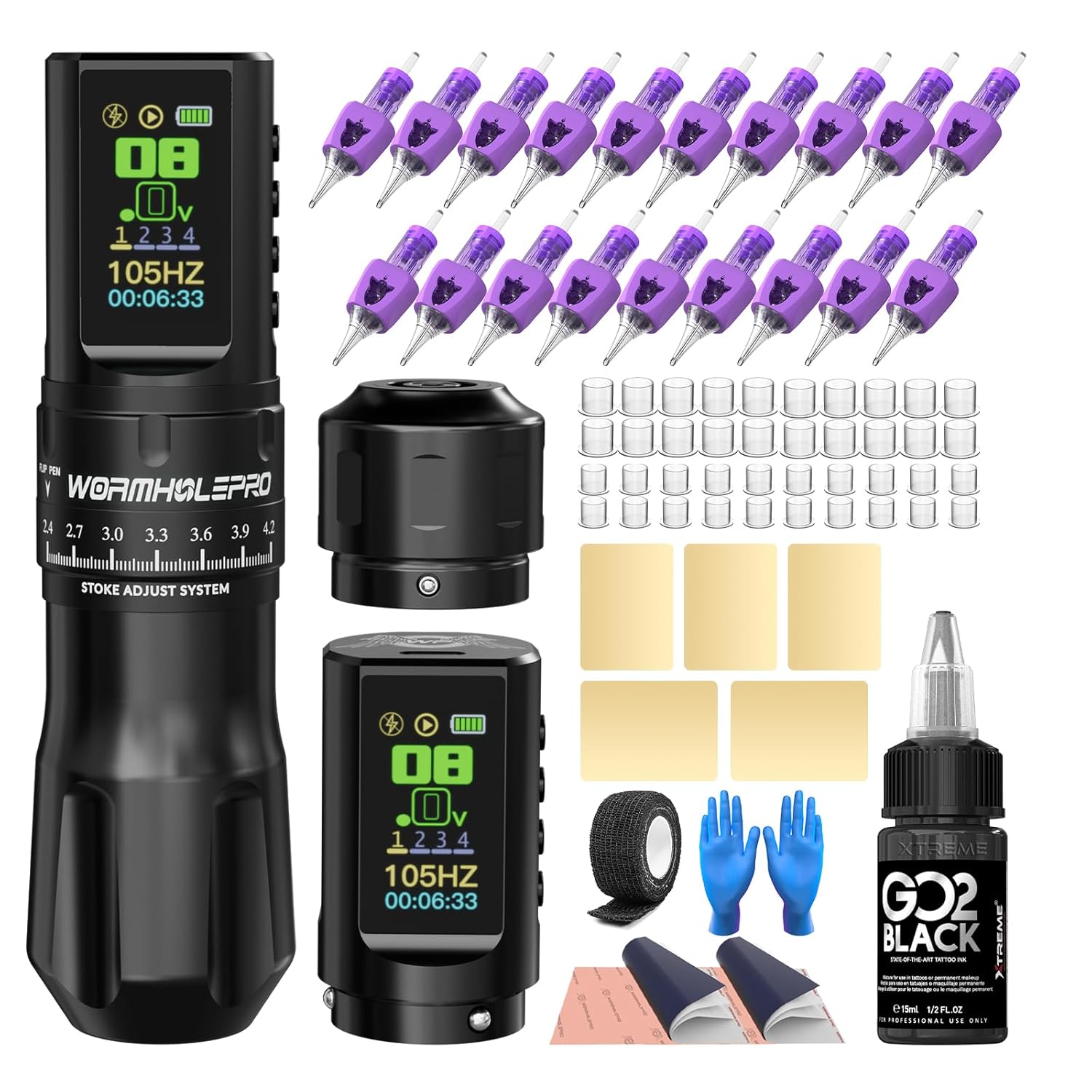 WORMHOLE PRO Wireless Tattoo Gun Kit with Smart Features