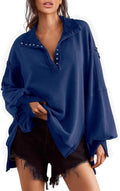 Sweatshirt for Women Fall Clothing Henley Pullover Button Tunic Top