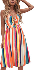 Women's Summer V Neck Sundress - Flattering Tropical Midi Dress