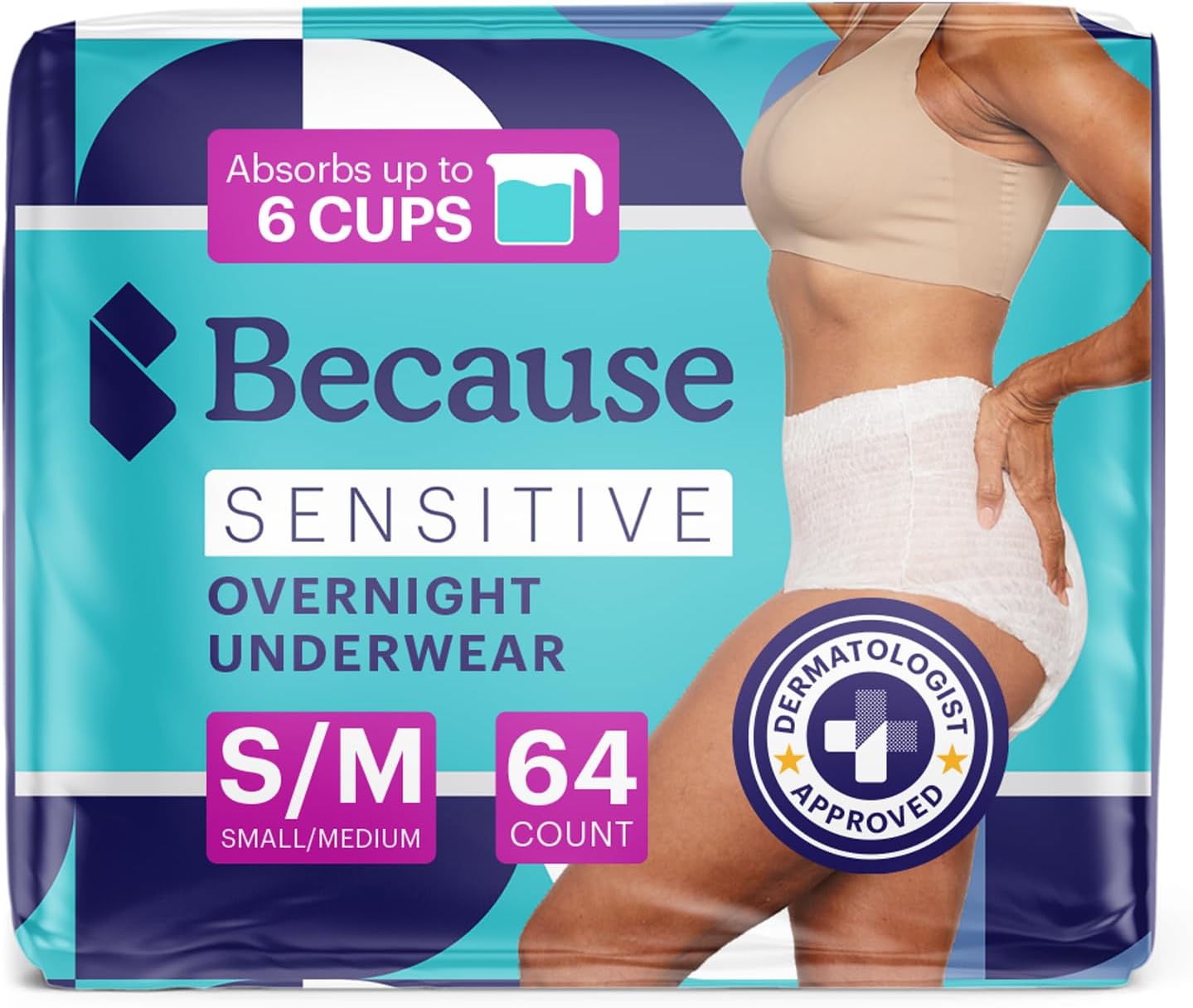 Overnight Incontinence Underwear for Sensitive Skin 64 Count