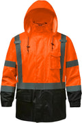 Reflective Rain Jacket for Men High Visibility Class 3 - Black Bottom