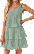 Women's One Shoulder Ruffle Chiffon Mini Dress - Flattering Boho Fit