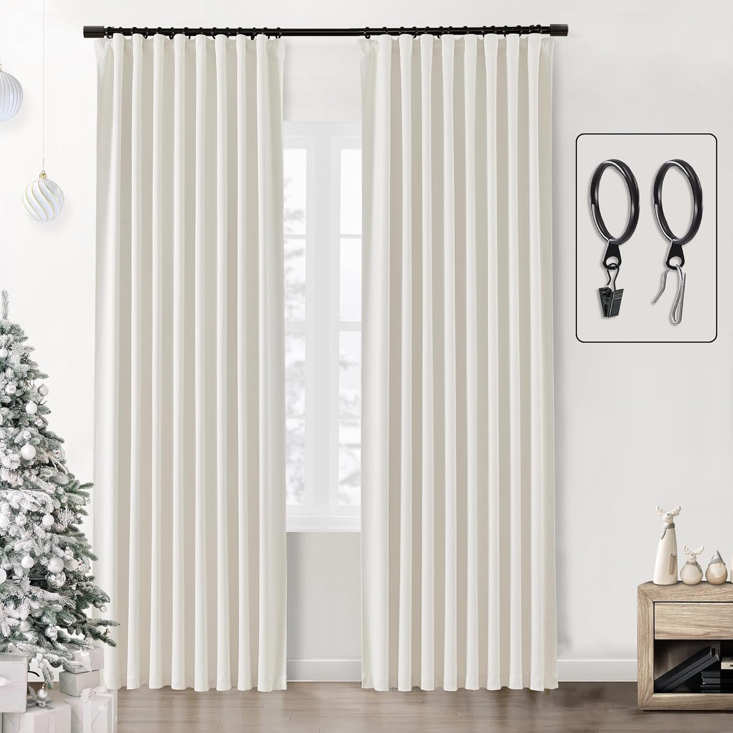 BLACKOUT 108 Modern Living Curtains - Ivory Off White
