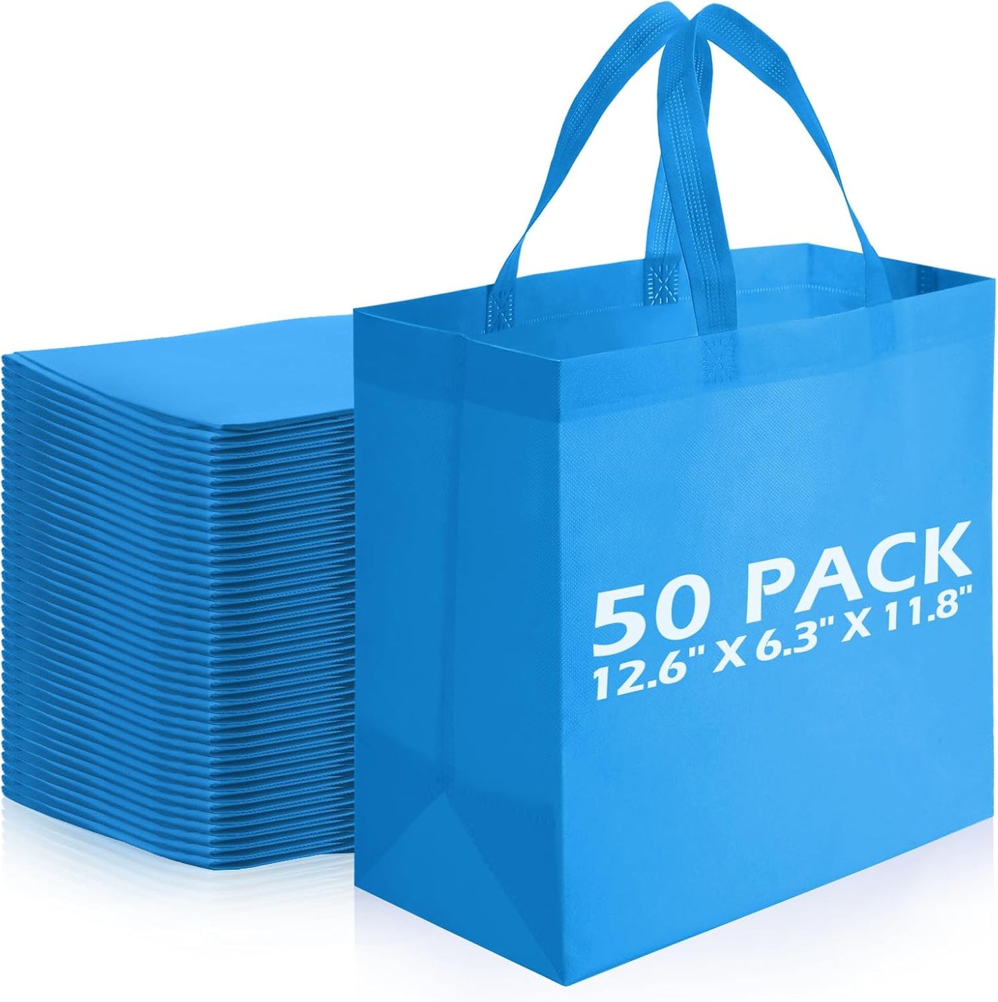Reusable Non Woven Tote Bags Set of 50 for Shopping and Events