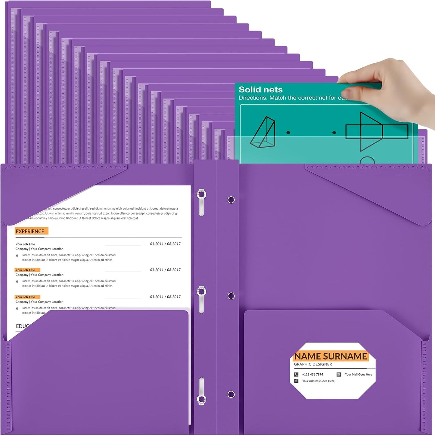 Henoyso 72 Pcs Plastic Folder with Clear Front Pocket for School